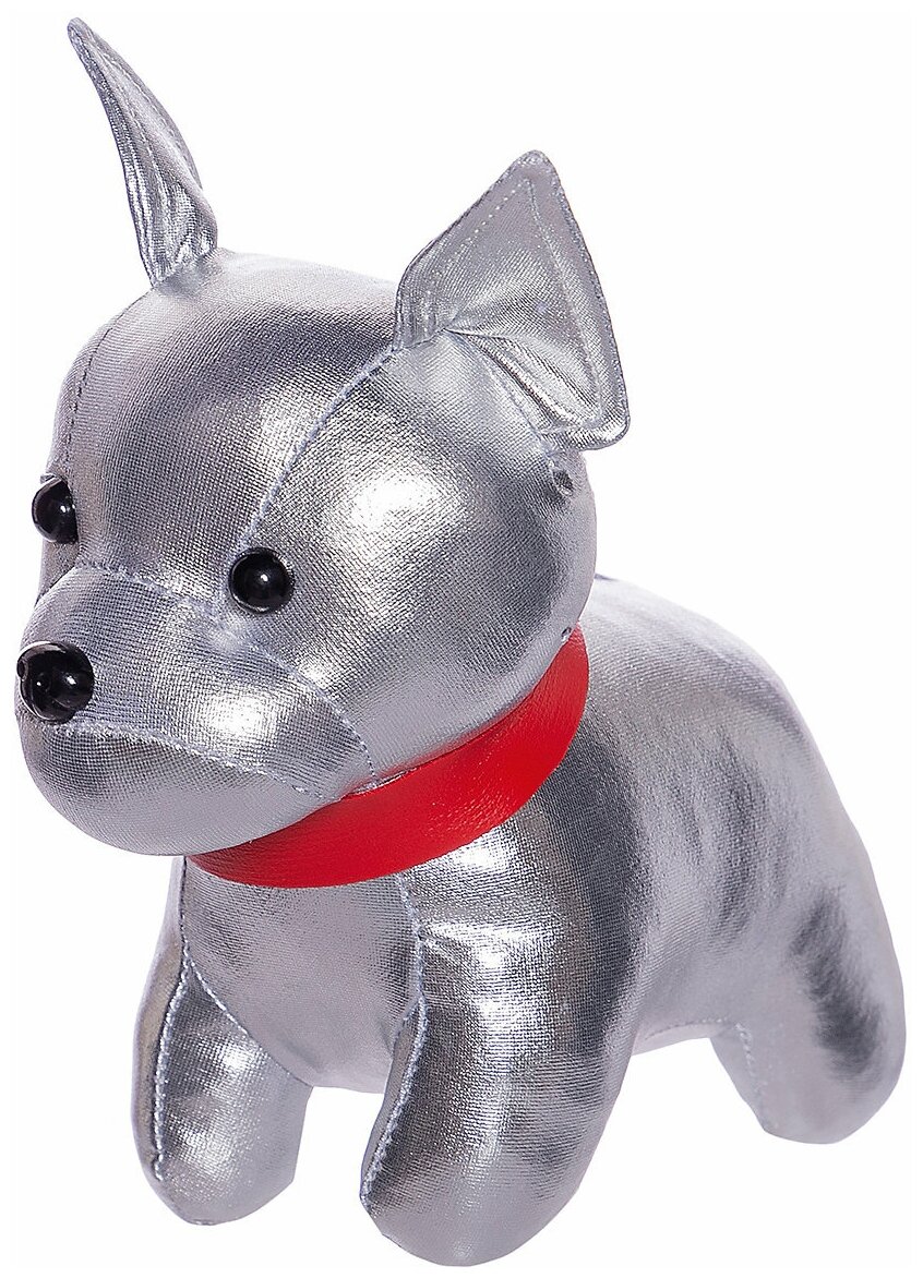 Мягкая игрушка ABtoys Металлик, Собака: Французский Бульдог, серебристый, 15 см (M2125)