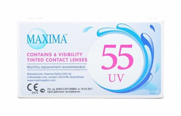 Maxima 55 UV Aspheric, 6 линз В упаковке 6 штук Оптическая сила -4.25 Радиус кривизны 8.9