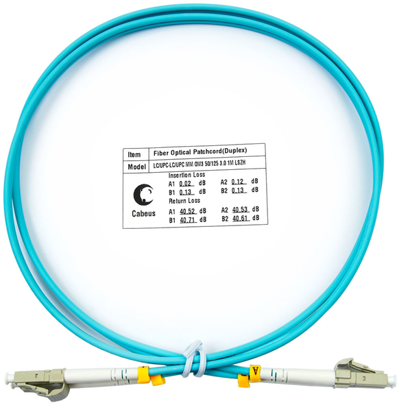 Cabeus FOP-50-LC-LC-1m Шнур оптический duplex LC-LC 50/125 mm OM3 1м LSZH (FOP-50-LC-LC-1m) - фото №1