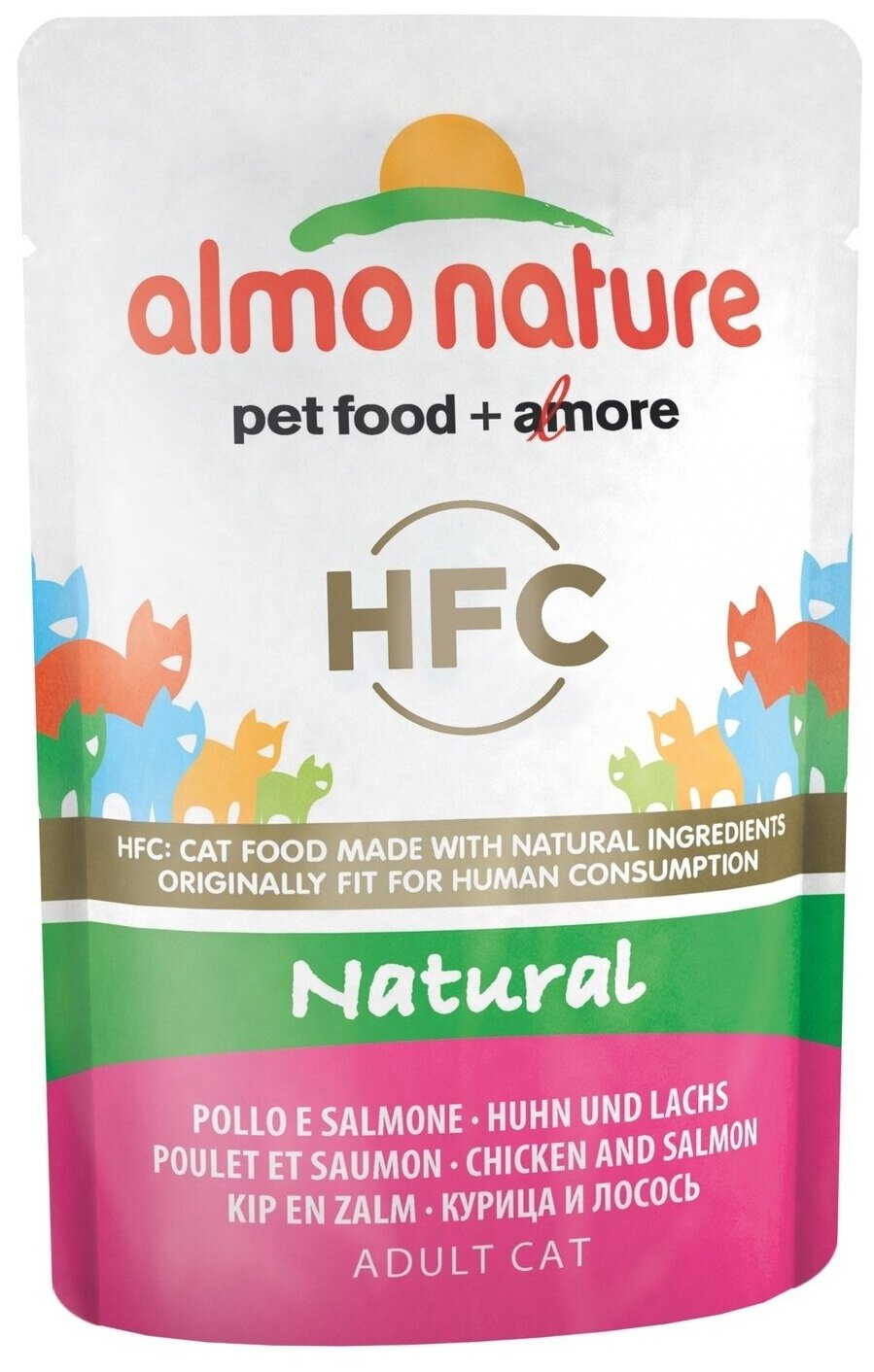 Almo Nature Паучи для Кошек с Курицей и Лососем (HFC - Natural - Chicken and Salmon) 5803, 0,055 кг