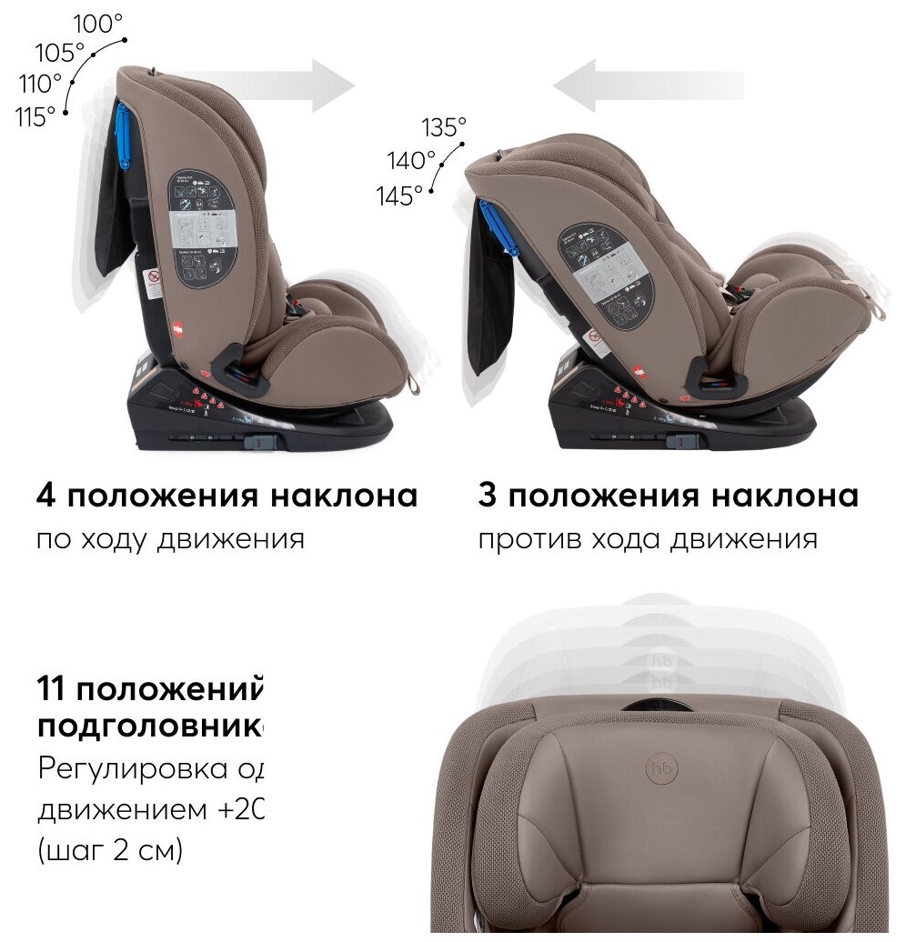 Автокресло детское от 0 до 12 лет Orex Happy Baby группа 0+/1/2/3 (до 36 кг) крепление Isofix Top Tether KD06 коричневый