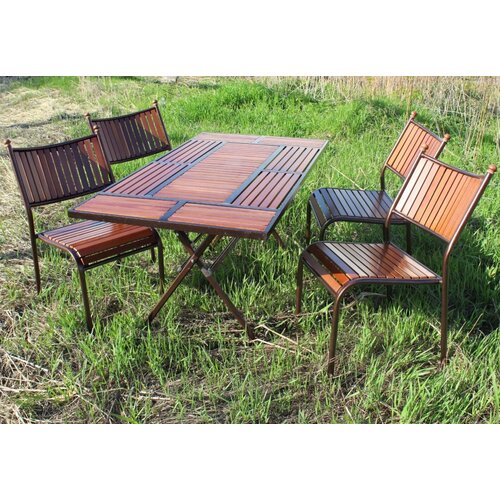 Комплект мебели для сада / складной стол дерево+ металл / 4 стула