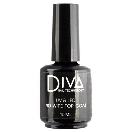 Diva Nail Technology Верхнее покрытие Top Coat No Wipe, прозрачный, 15 мл kapous верхнее покрытие no wipe top coat прозрачный 15 мл 60 г