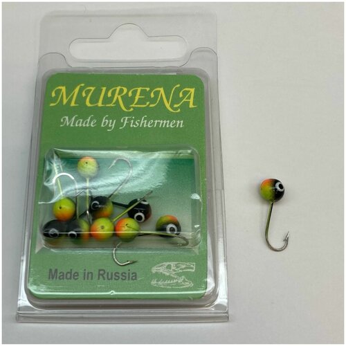 Мормышка литая с отверстием d-5 цветная 583₽