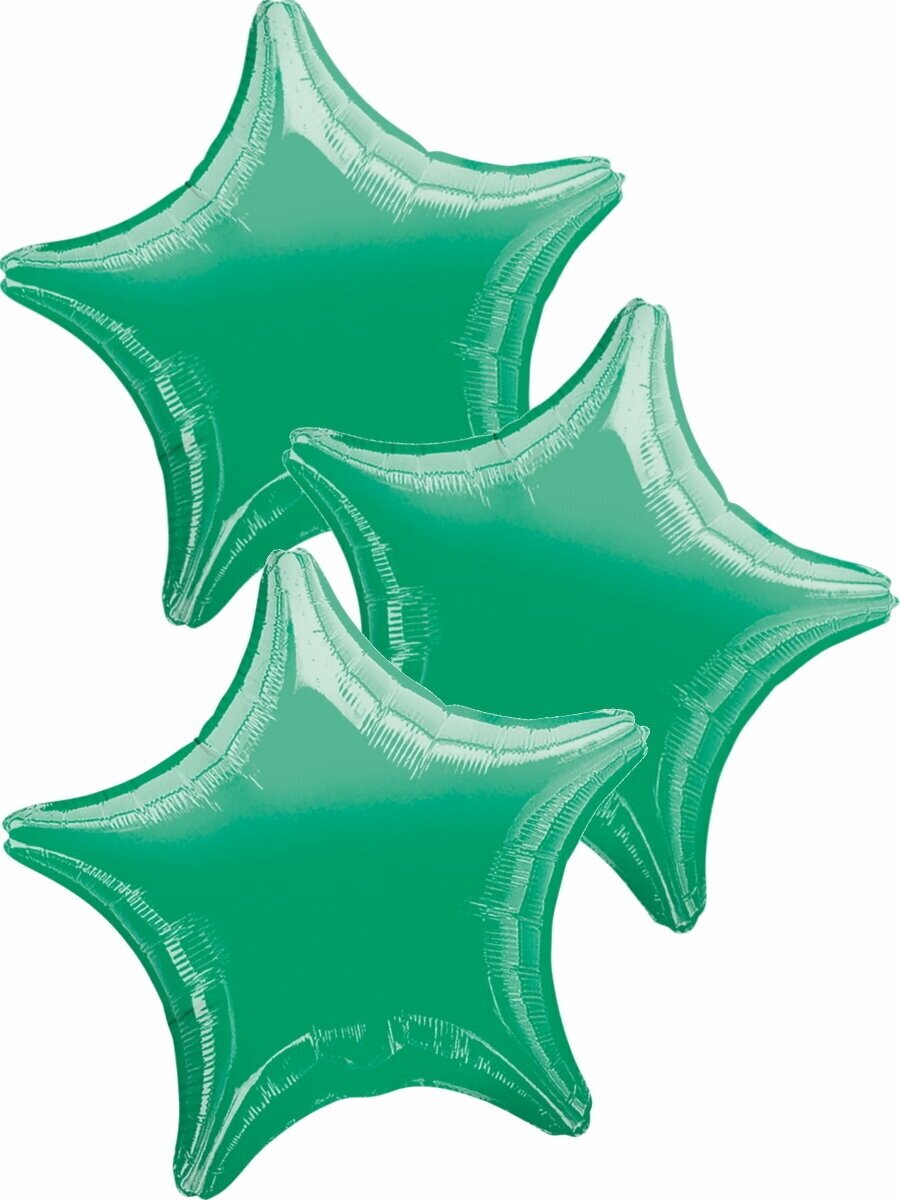 Набор воздушных шаров Anagram звёзды Металлик, Зелёный, 46 см, 3 шт
