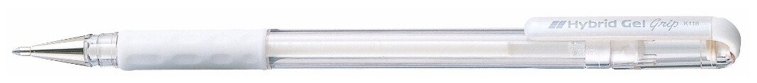 Ручка гелевая с грипом PENTEL (Япония) "Hybrid Gel Grip", белая, узел 0.8 мм, линия письма 0.4 мм, K118-LW