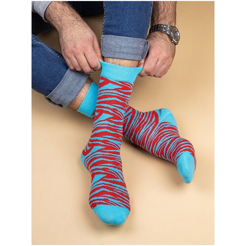 Носки hikerMoss, размер 41-43, голубой, красный, мультиколор носки hikermoss размер 36 40 мультиколор красный
