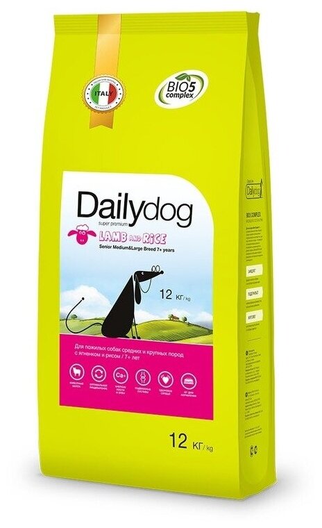 Dailydog Senior Medium Large Breed Lamb and Rice для пожилых собак средних и крупных пород с ягненком и рисом - 12 кг