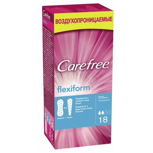 Carefree Ежедневные прокладки Cotton Feel Flexiform без запаха, 2 капли, 30 шт в уп, 5 уп (150 шт)