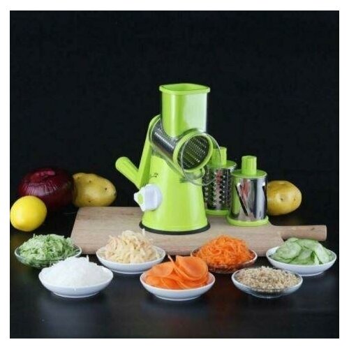 Ручная овощерезка мультислайсер 3в1 с присоской зелёная