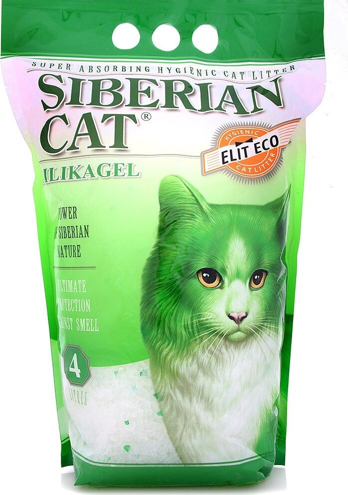 Наполнитель для кошачьего туалета сибирская кошка элитный ЭКО силикагелевый для кошек (4 л)