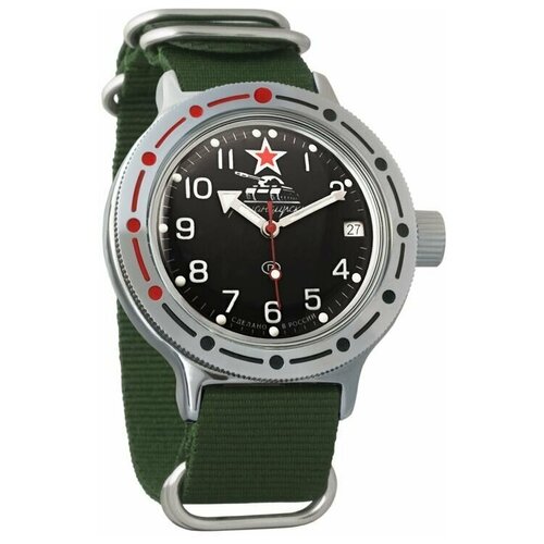 фото Часы мужские механические восток амфибия 420306 с автоподзаводом (нейлон зеленый)