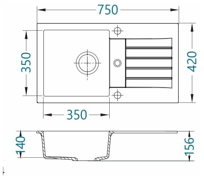 Мойка GENESIS AMARO 130 G91 750x420x140 - фотография № 2