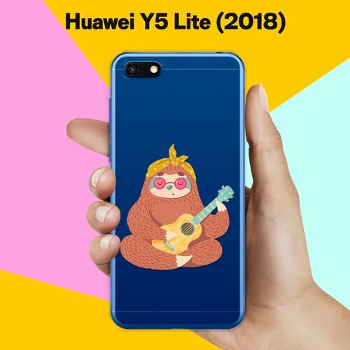 Силиконовый чехол Лама с гитарой на Huawei Y5 Lite (2018) силиконовый чехол лама с гитарой на huawei p smart z