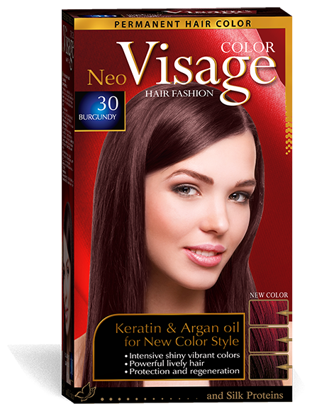 VISAGE Color Hair Fashion / Стойкая крем-краска для волос, оттенок 30 Бургунд / Burgundy