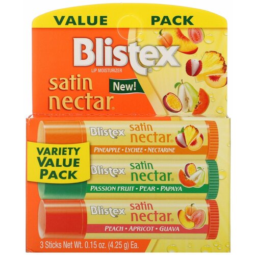Blistex, Satin Nectar Lip Moisturizer, Variety Pack , 3 Pack, 0.15 oz (4.25 g) Each