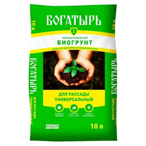 Грунт ЛамаТорф Богатырь обеззараженный универсальный для рассады, 10 л, 1 кг