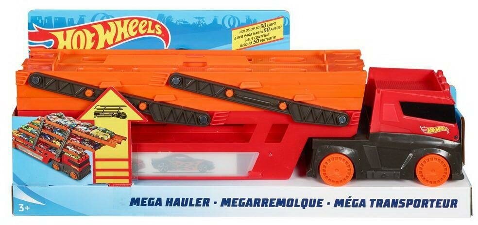 Машинка Mattel Hot Wheels Мега грузовик с хранилищем для машинок GHR48