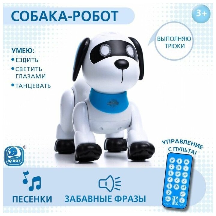 Робот собака "Дружок Лакки" IQ BOT, на пульте управления, интерактивный: световые и звуковые эффекты, на батарейках, на русском языке