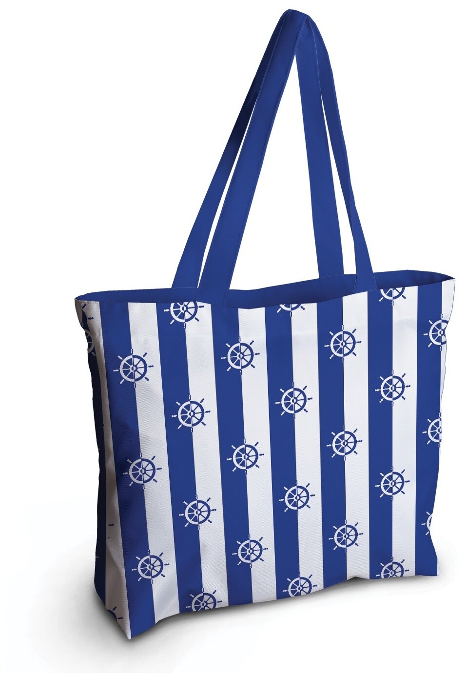 Текстильная женская сумка JoyArty "Полосатые штурвалы" на молнии для пляжа и фитнеса