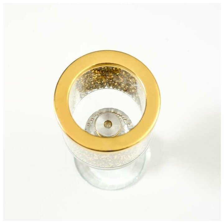 Подсвечник стекло на 1 свечу "Золотые камешки" ножка с кристаллами 16,5х7,5х7,5 см - фотография № 2