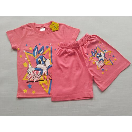 Комплект одежды Chechak kids, футболка и шорты, повседневный стиль, размер 110-116, розовый