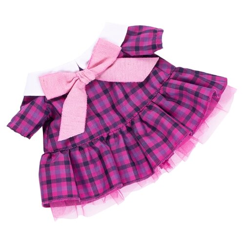 платье радужной кошечки 12394 128 см Одежда для игрушек Basik&Co Платье в клетку с розовым бантом для Ли-Ли, 24 см, фиолетовый
