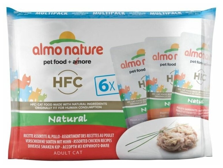 ALMO NATURE CAT CLASSIC NATURE MULTIPACK набор паучей для взрослых кошек ассорти с курицей (6 шт х 55 гр) (1 шт)