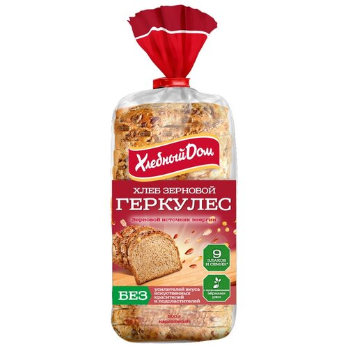 Хлебный Дом Хлеб Геркулес зерновой пшеничный тостовый в нарезке, 500 г