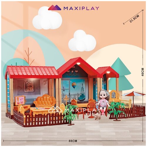 фото Кукольный домик, дом для кукол, кукольный домик с мебелью maxiplay