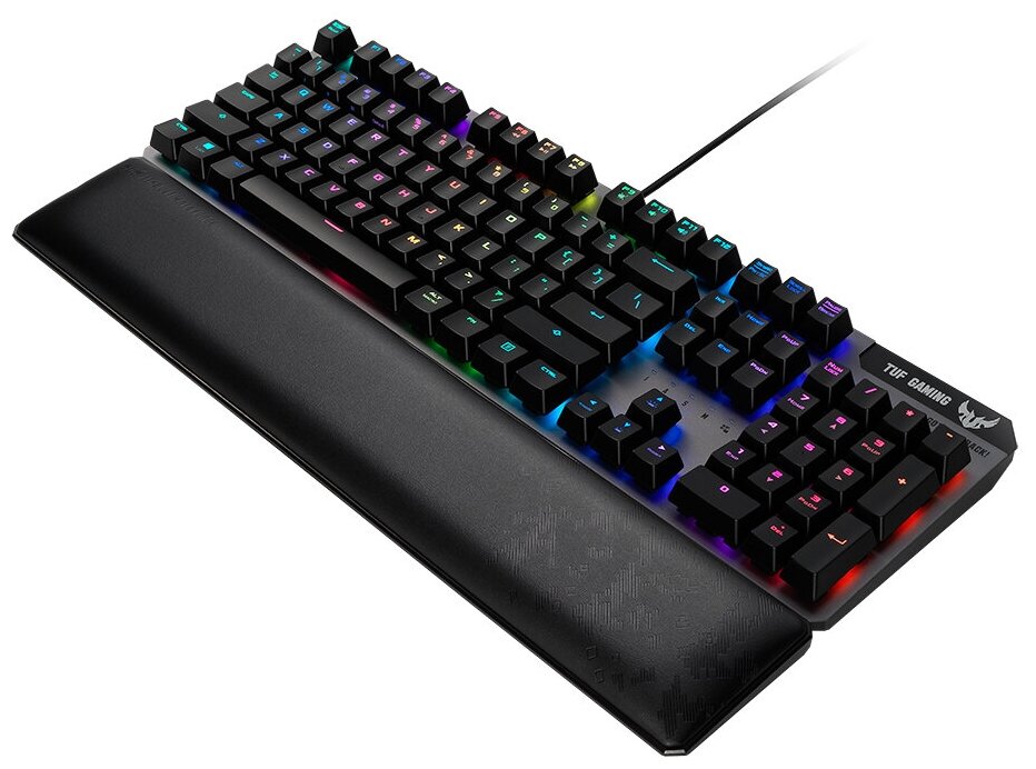 ASUS TUF Gaming K7 чёрная Игровая клавиатура (TUF Linear Optical-Mech switch, подставка под запястья, RGB подсветка, IP56, USB, 90MP0191-B0RA00)