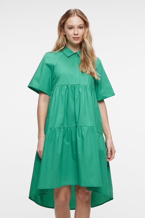 Платье-рубашка Befree, свободный силуэт, миди, размер S, зеленый
