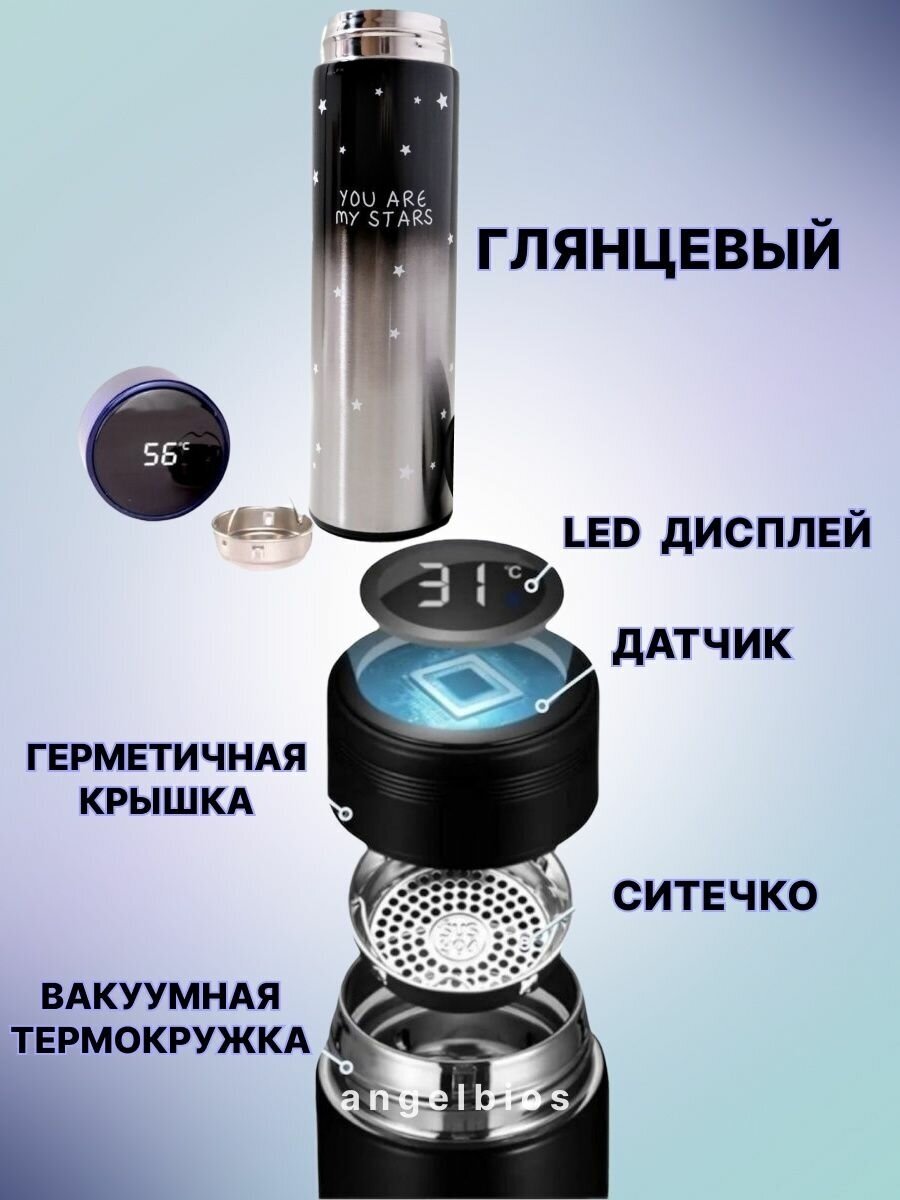 Термос с датчиком температуры и дисплеем - фотография № 3