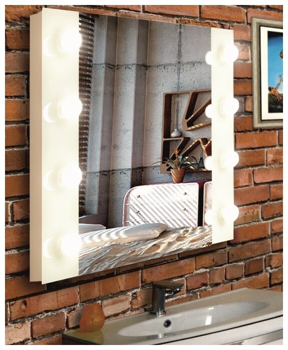 Зеркало «Этюд», гримёрное, настенное, 8 лампочек, 80х60 см - фотография № 4