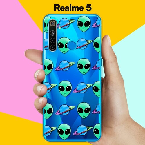 Силиконовый чехол на realme 5 Узор НЛО / для Реалми 5 силиконовый чехол на realme 5 узор 13 для реалми 5