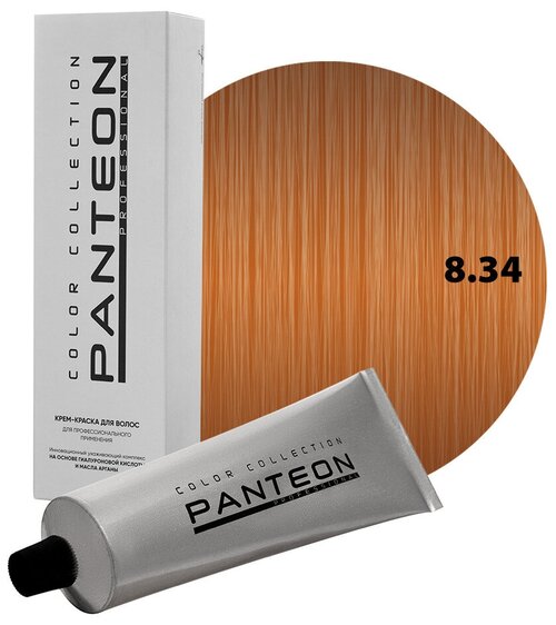 Panteon Color Collection Стойкая крем-краска для волос для профессионального применения, 8.34 блондин золотисто-медный