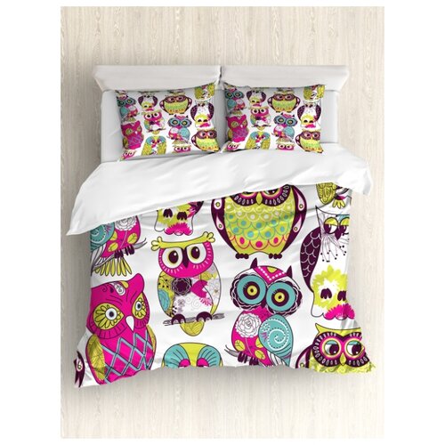 фото Комплект постельного белья "гипнотические совы", 1,5-спальный (пододеяльник+2 наволочки) ambesonne