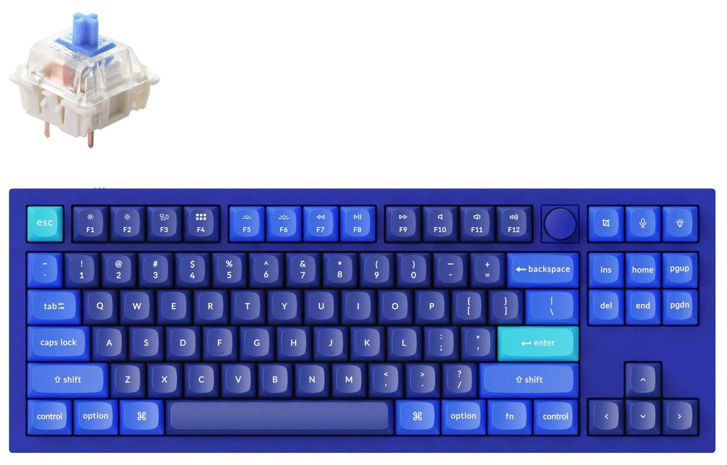 Клавиатура Keychron Q3-o2, Rgb, Blue Switch, 87 кнопок, Blue .