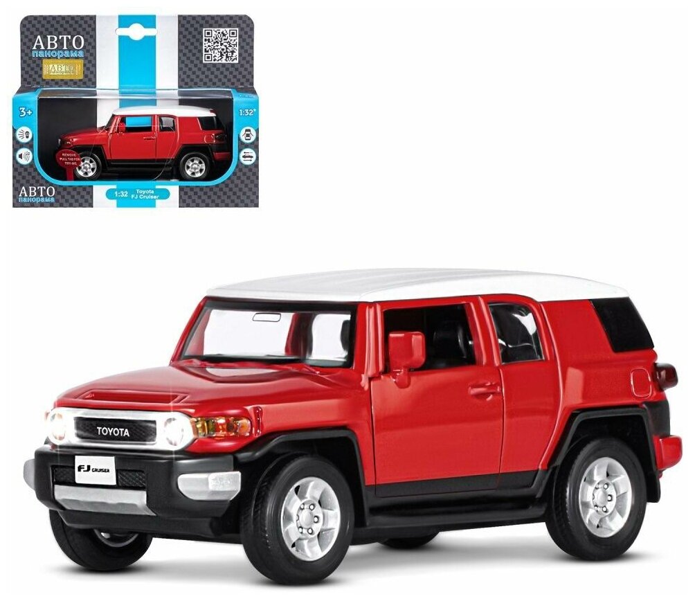 Машинка металлическая 1:32 Toyota FJ Cruiser, красный, свет, звук - Автопанорама [JB1251289]