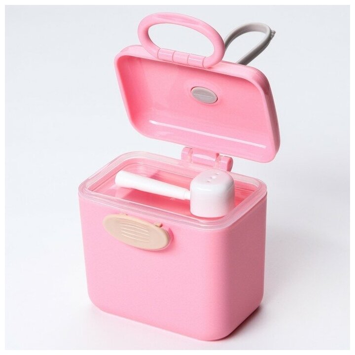 Контейнер для хранения детского питания 150 мл, с ложкой, цвет розовый - фотография № 3