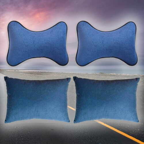 Комплект автомобильных подушек из велюра для Suzuki синие