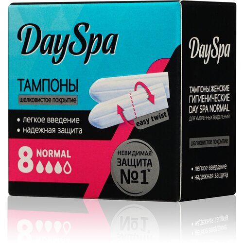 Day Spa тампоны Normal, 3 капли, 8 шт., белый тампоны женские гигиенические green day normal intimate 8шт уп