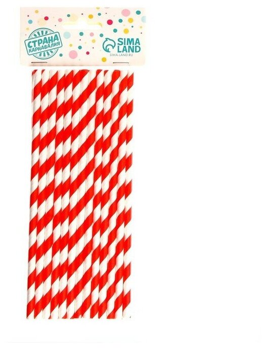 Страна Карнавалия Трубочки для коктейля «Спираль», набор 25 шт, цвет красный