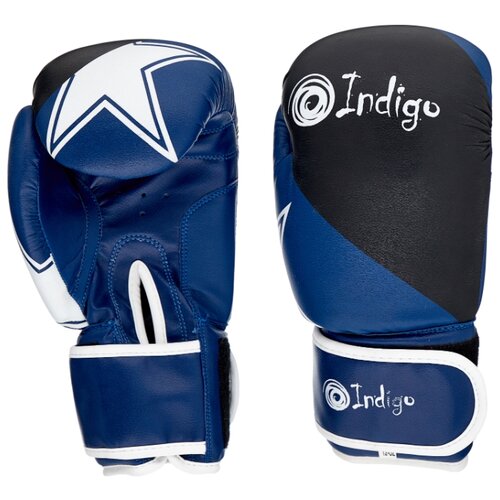 фото Боксерские перчатки indigo ps-505 синий/черный 12 oz