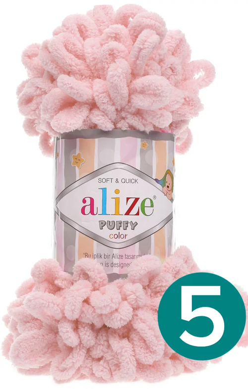 Пряжа Alize Puffy, 100 г, 9 м, 5 шт., 161 пудра