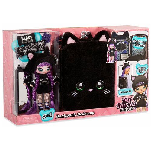 фото Кукла и рюкзак na! na! na! surprise black kitty mga entertainment
