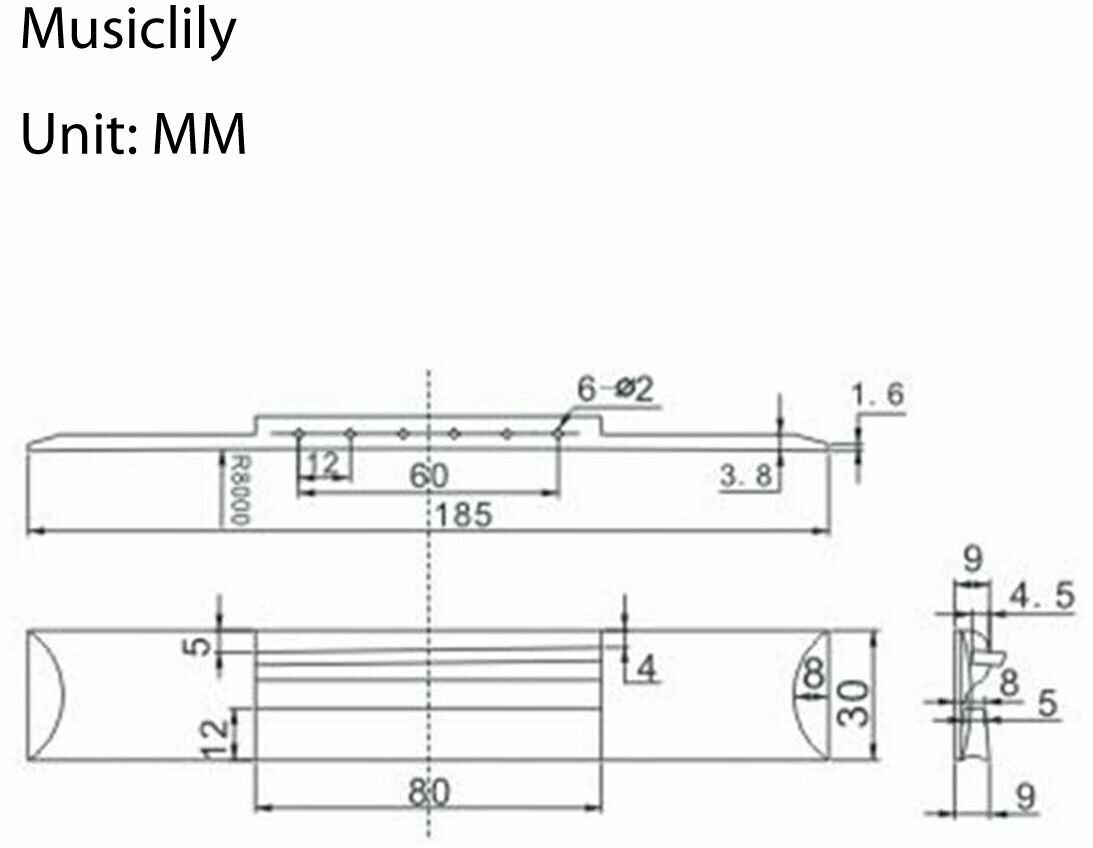 Бридж для классической гитары палисандр Musiclily M218