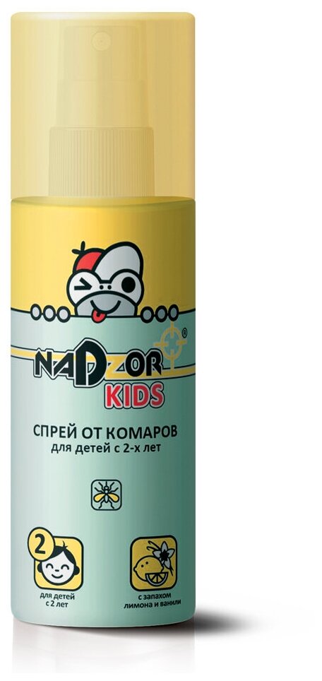 Спрей от комаров для детей с 2-х лет Nadzor Kids, 100 мл., с запахом лимона и ванили - фотография № 1