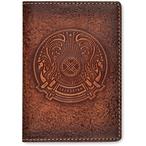фото Обложка на паспорт "герб казахстана" (натуральная кожа - краст) krast