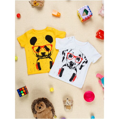 Футболка Chic Panda, хлопок, размер 98, желтый